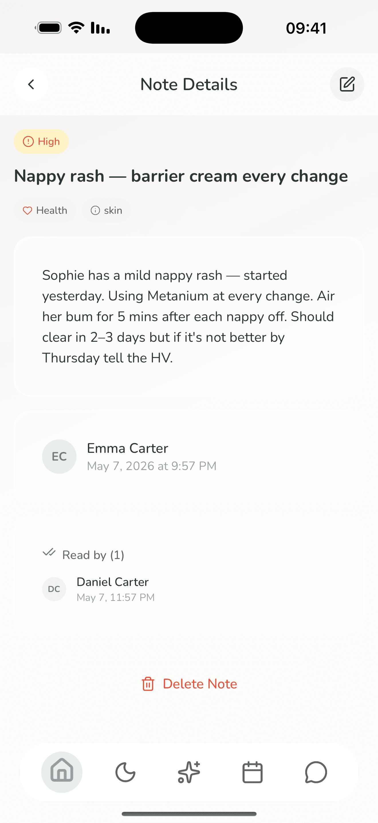 Lulnara handoff notes screen